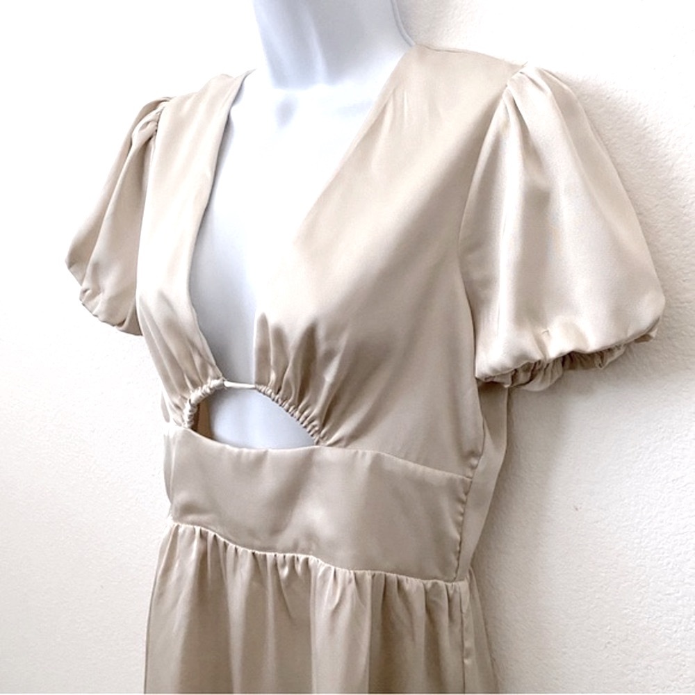 Sage the Label After Party Cut Out Puff Sleeve Mini Dress Medium in Cham…